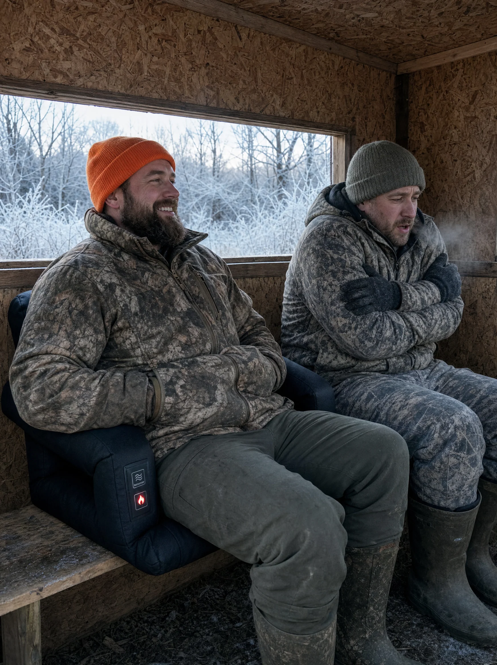 Two hunters in a blind